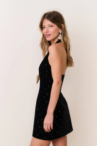 KATHY VELVET HALTER DRESS
