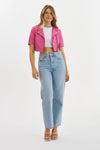 KIRSI CROPPED BIKER JACKET BODACIOUS PINK