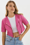 KIRSI CROPPED BIKER JACKET BODACIOUS PINK