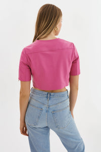 KIRSI CROPPED BIKER JACKET BODACIOUS PINK