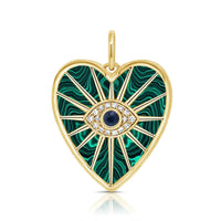 MONISHA MELWANI GOLD DIAMOND SAPPHIRE EVIL EYE HEART PENDANT