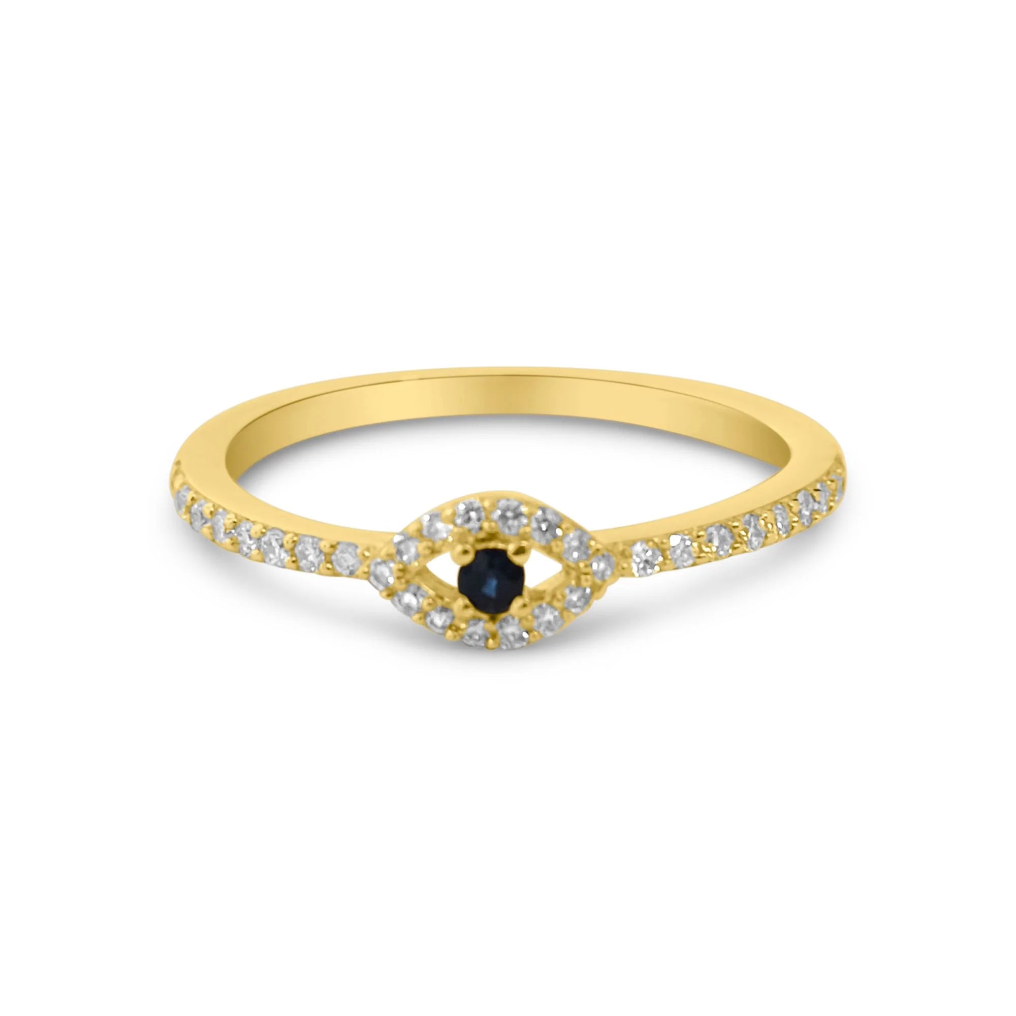 MONISHA MELWANI GOLD DIAMOND SAPPHIRE EVIL EYE RING 7