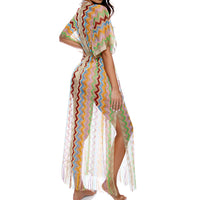 LULI FAMA PEN FRONT TIE LONG PONCHO IN MULTICOLOR