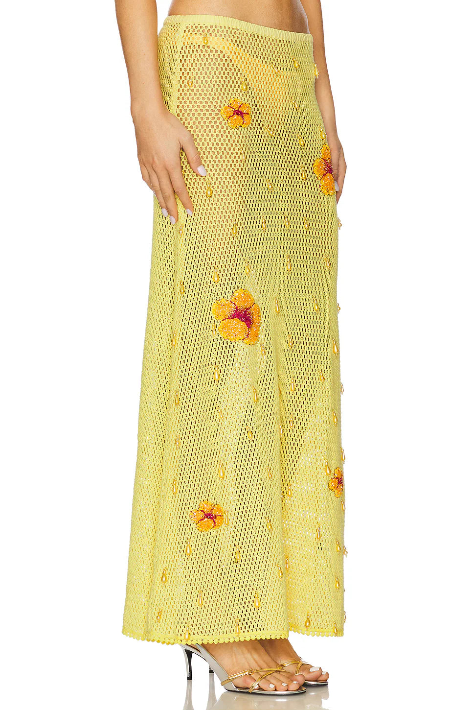 LESLIE AMON TREASURE HIBISCUS MAXI SKIRT IN YELLOW