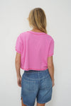 LNA LENI CROPPED TEE IN BRIGHT PINK