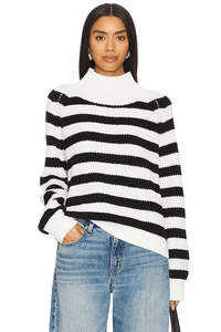 LNA OSCAR STRIPE SWEATER IN BLACK IVORY STRIPE