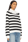 LNA OSCAR STRIPE SWEATER IN BLACK IVORY STRIPE