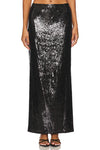 LNA ELETTRA SEQUIN COLUMN SKIRT IN BLACK