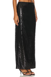 LNA ELETTRA SEQUIN COLUMN SKIRT IN BLACK