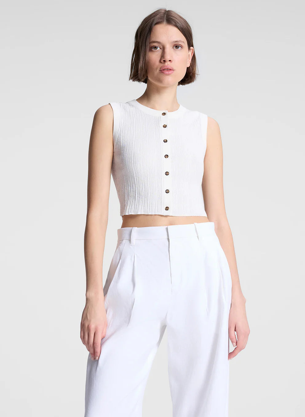 LOTTIE CROPPED FINE COTTON KNIT TOP – Big Drop NYC