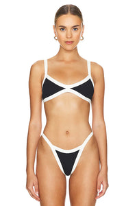 LSPACE TAYLOR BIKINI TOP IN BLACK/CREAM