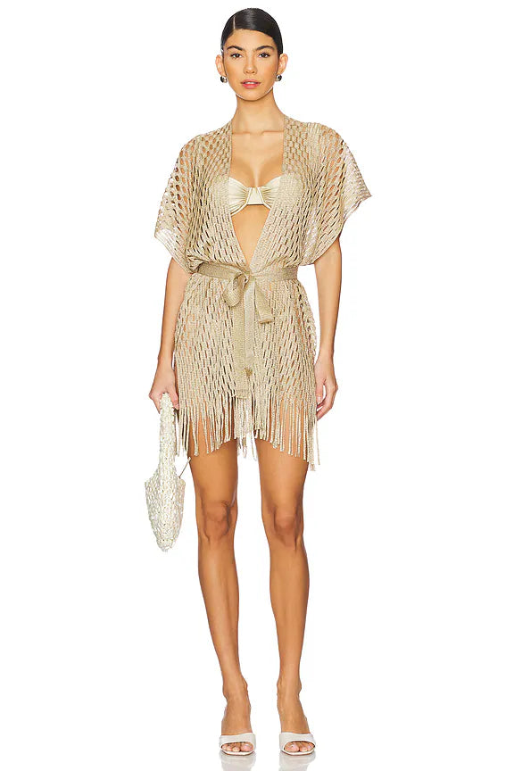 LULI FAMA SHORT CAFTAN IN GOLD