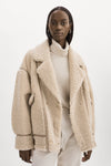 LA MARQUE BADU OVERSIZED FAUX SHEARLING JACKET IN BEIGE