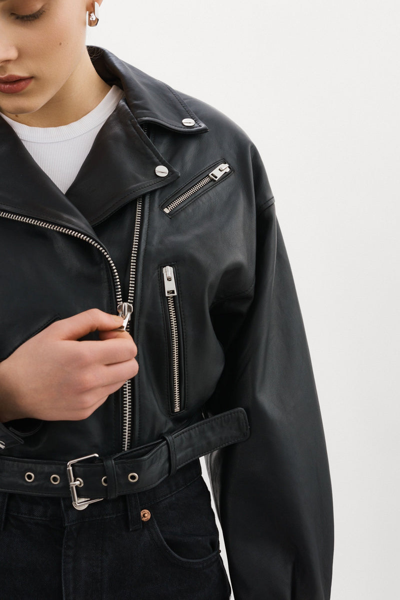 LA MARQUE DYLAN LEATHER JACKET IN BLACK