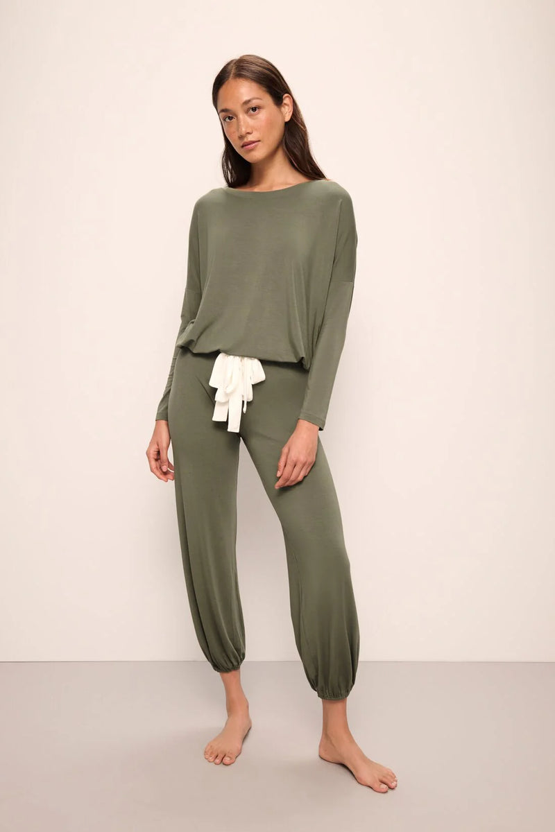 EBERJEY GISELE SLOUCHY SET IN MOSS/IVORY