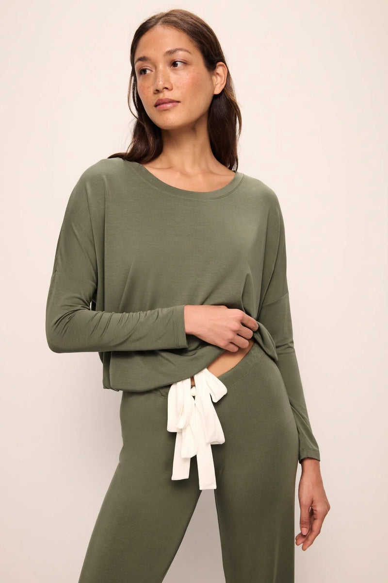 EBERJEY GISELE SLOUCHY SET IN MOSS/IVORY