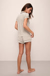 EBERJEY GISELE PRINTED SHORTIE PAJAMA SET IN SPARK IVORY/MOSS