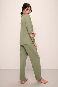 EBERJEY GISELE RIB LONG MODAL PAJAMA SET IN TEA