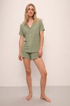 EBERJEY GISELE RIB RELAXED SHORT PAJAMA SET IN TEA