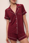 EBERJEY GISELE RELAXED SHORT PAJAMA SET IN CABERNET/IVORY