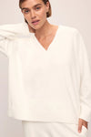 EBERJEY RECYCLED BOUCLE V-NECK SWEATER IN IVORY