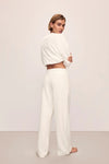 EBERJEY RECYCLED BOUCLE WIDE LEG PANT IN IVORY