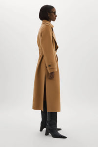 LA MARQUE MARGARET WOOL TRENCH COAT IN CAMEL