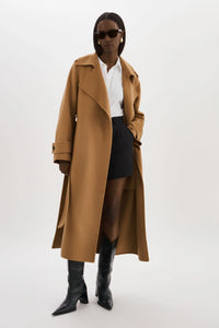 LA MARQUE MARGARET WOOL TRENCH COAT IN CAMEL