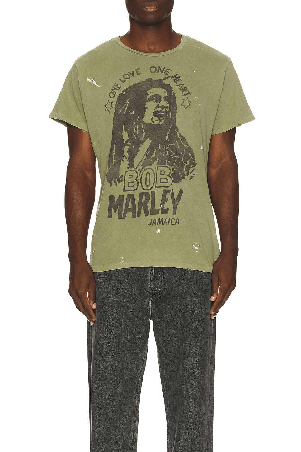 MADEWORN BOB MARLEY ONE LOVE ONE HEART TEE IN FATIGUE