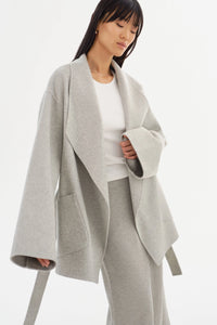 LA MARQUE MEKIA DOUBLE FACE WOOL COAT IN LIGHT GREY