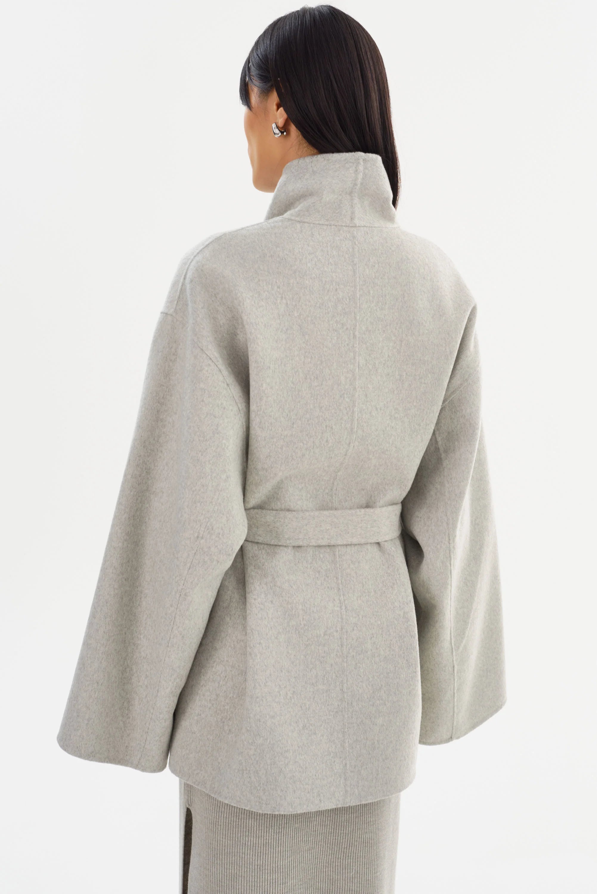 LA MARQUE MEKIA DOUBLE FACE WOOL COAT IN LIGHT GREY