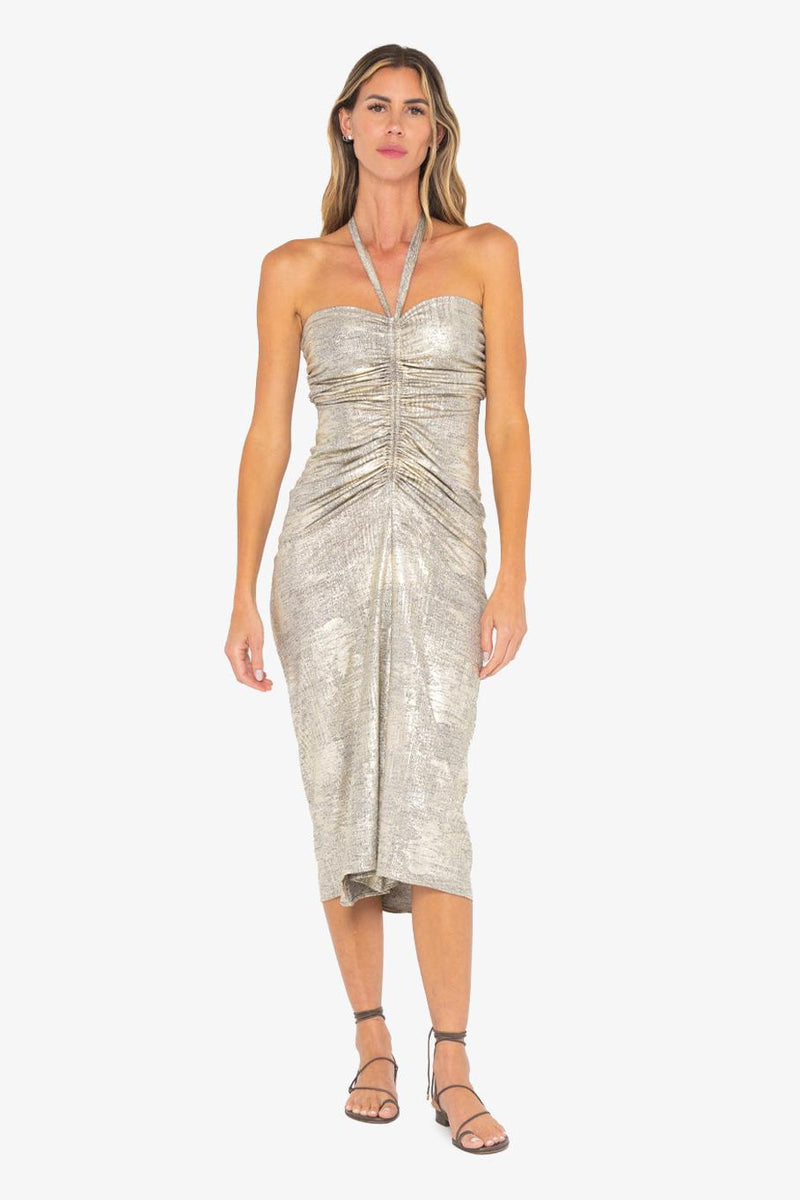 JBQ THE LABEL DALIA DRESS IN WASHED METALLIC