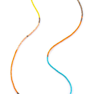 AARON BASHA MILA BEADED NECKLACE WITH PINK TASSEL