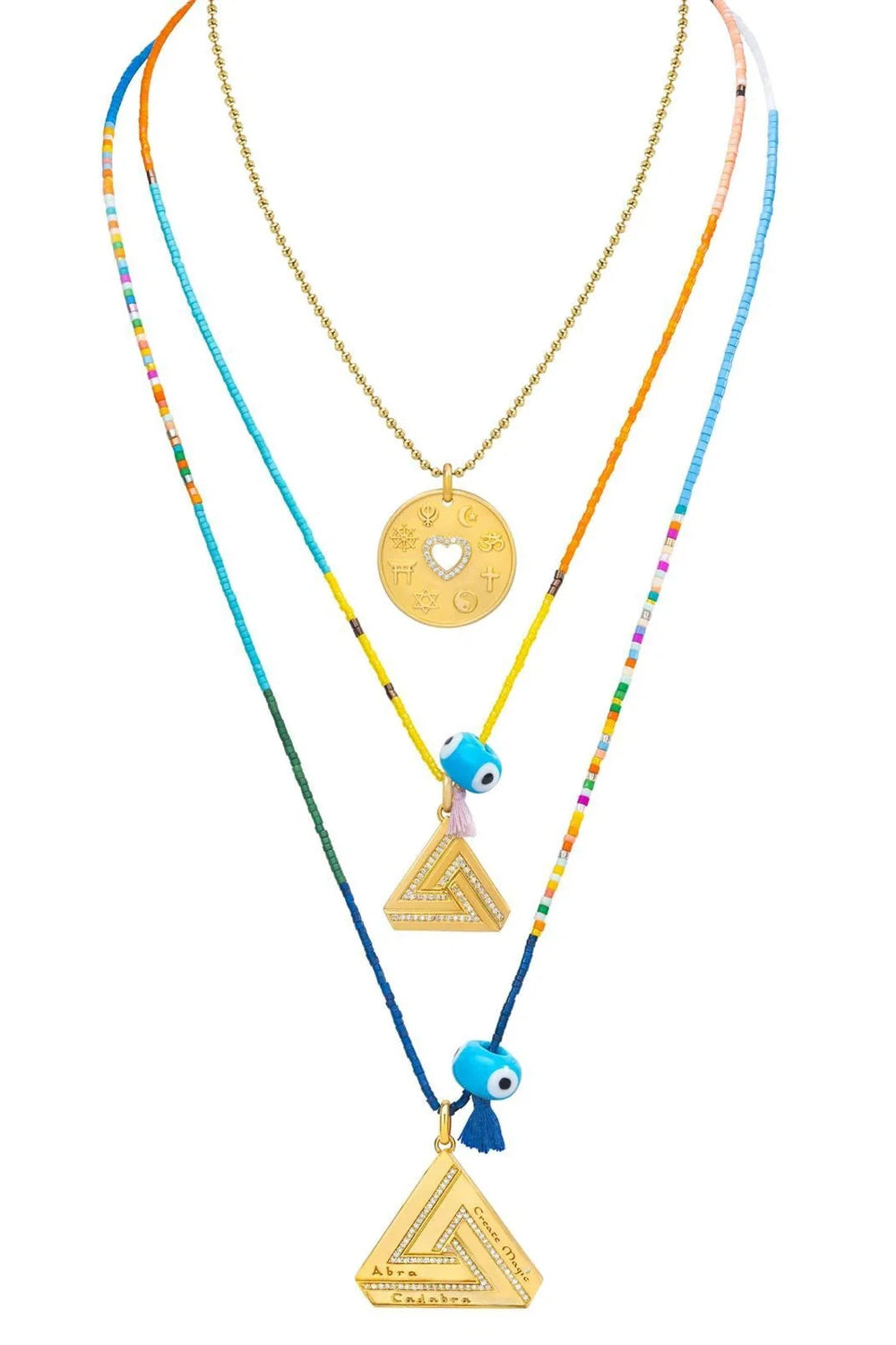 AARON BASHA MILA BEADED NECKLACE WITH PINK TASSEL