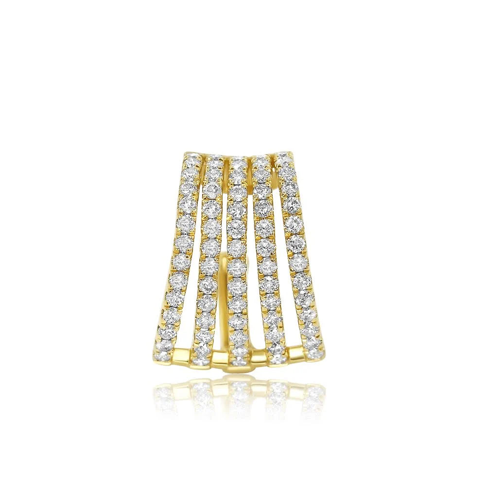 MONISHA MELWANI GOLD FIVE CAGE DIAMOND CUFF EARRING