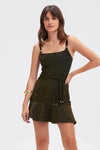 PATBO METALLIC KNIT MINI DRESS IN BLACK