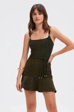 METALLIC KNIT MINI DRESS