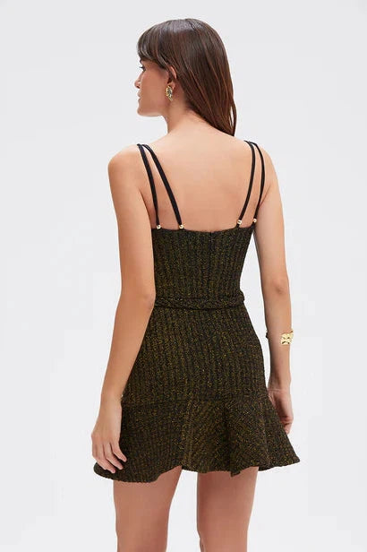 METALLIC KNIT MINI DRESS