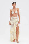 PATBO PINE LACE BEACH SKIRT IN OFF WHITE