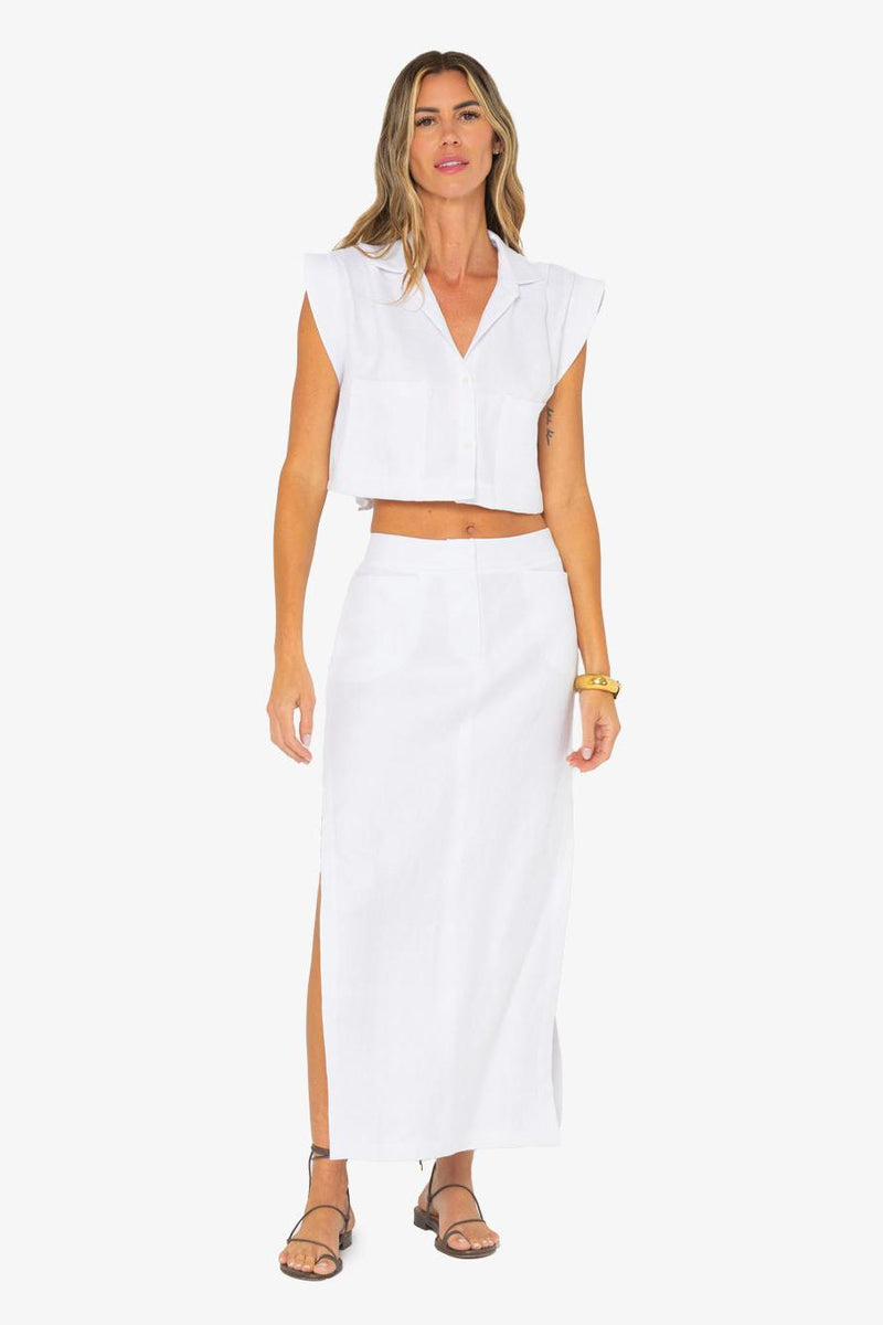 JBQ THE LABEL CAMP MAXI SKIRT IN WHITE