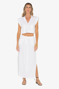 JBQ THE LABEL CAMP MAXI SKIRT IN WHITE