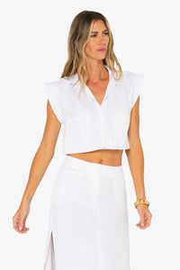 JBQ THE LABEL PREEN TOP IN WHITE