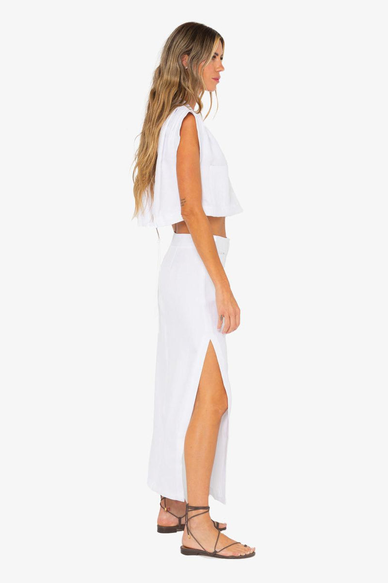 JBQ THE LABEL CAMP MAXI SKIRT IN WHITE