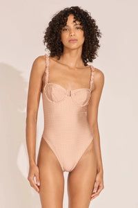 SOLID & STRIPED VERONA ONE PIECE IN TAUPE POLKA DOT