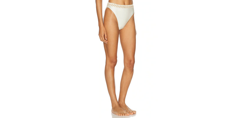 PATBO JUTE TRIM BIKINI BOTTOM IN IVORY