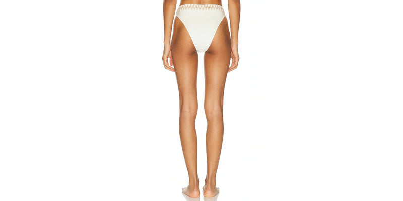 PATBO JUTE TRIM BIKINI BOTTOM IN IVORY