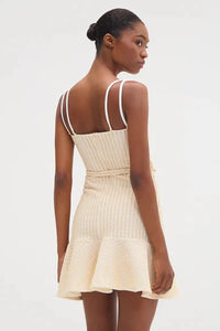 PATBO METALLIC KNIT MINI DRESS IN OFF WHITE