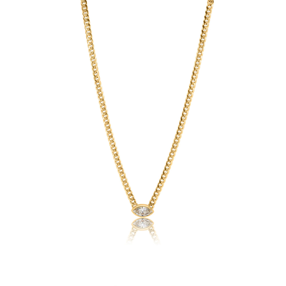GOLD LAB GROWN DIAMOND MARQUISE CUBAN LINK NECKLACE