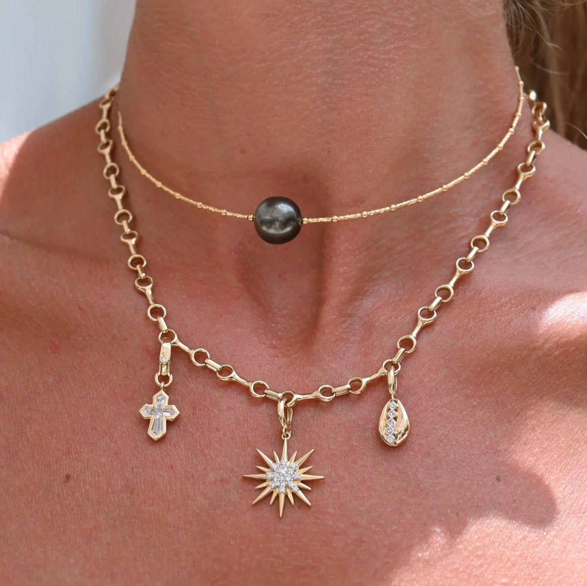 GREY FRESHWATER PEARL BALL CHOKER NECKLACE