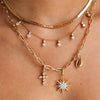 MONISHA MELWANI GOLD DIAMOND BEZEL CROSS PENDANT